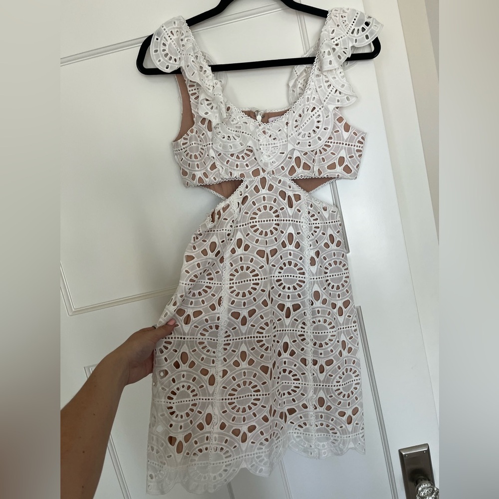 Red Carter Sadelle Eyelet Lace Mini Dress